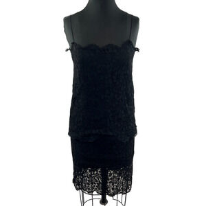 PAMELA DENNIS New York Black Lace Suit LEMONS Set Skirt Tank Sz XS S Small $975